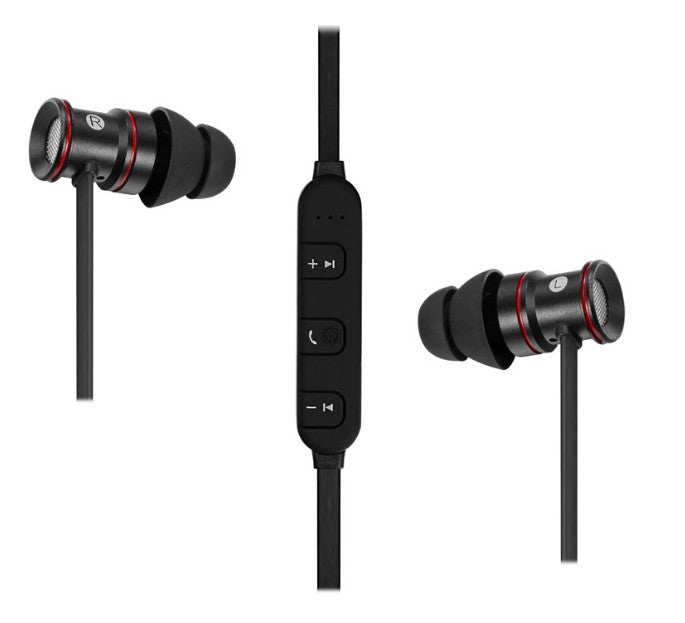 Black ChargeSound Wireless Bluetooth 4.1 Earphones with Microphone